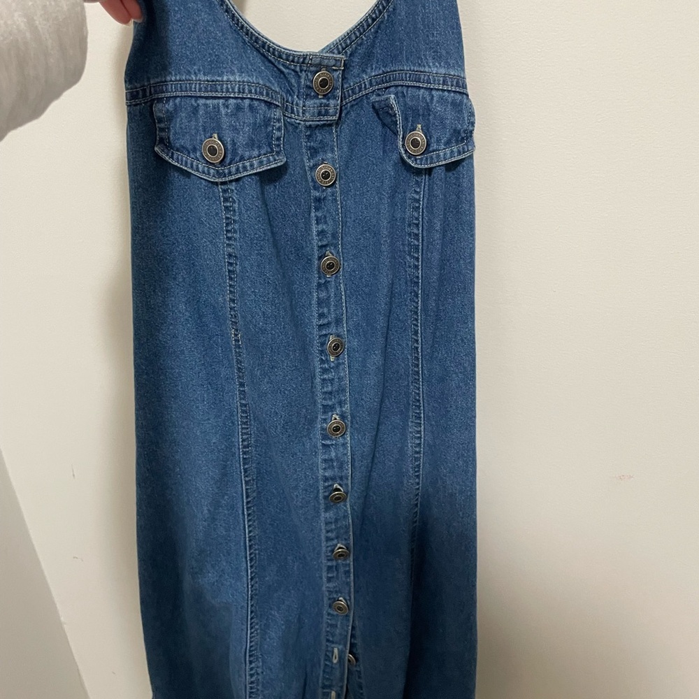 Vintage Halter Blue Denim Button-Down Dress